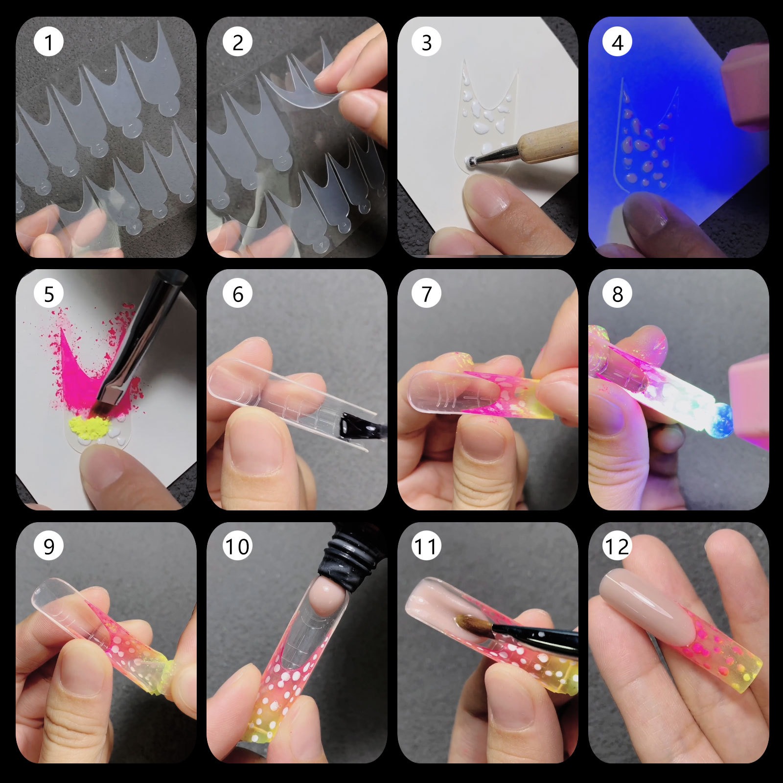 nail film mold piece frost-free paperless holder extension adhesive nail mold french 12pcs