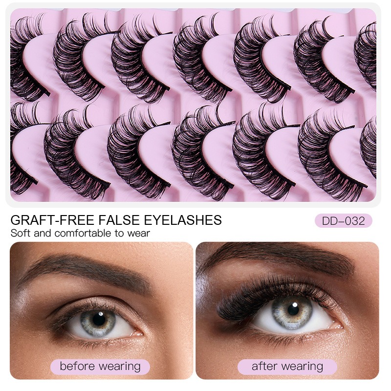 fiber false eyelashes, russian d-shaped thick curly curly planting, grafting, natural eyelash