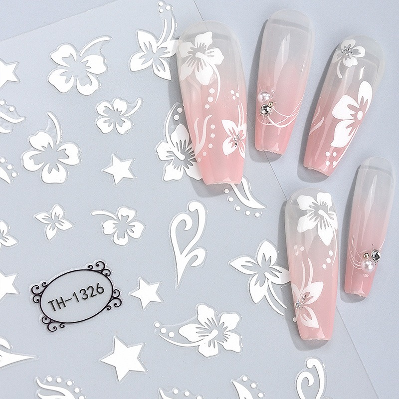 hibiscus flower nail sticker flower petal nail decal