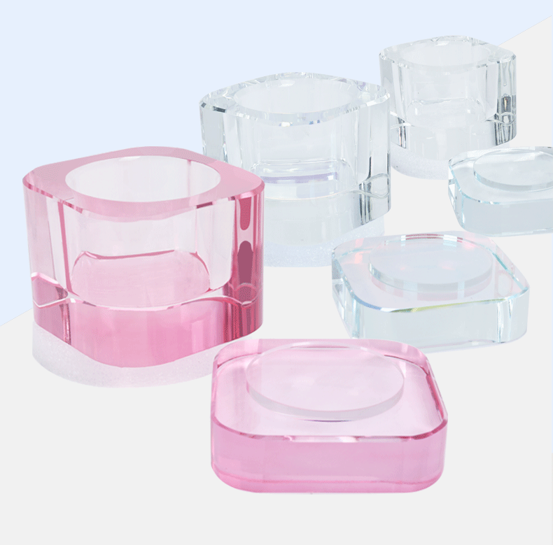 high quality nail thickened square anti collision crystal cup with cover