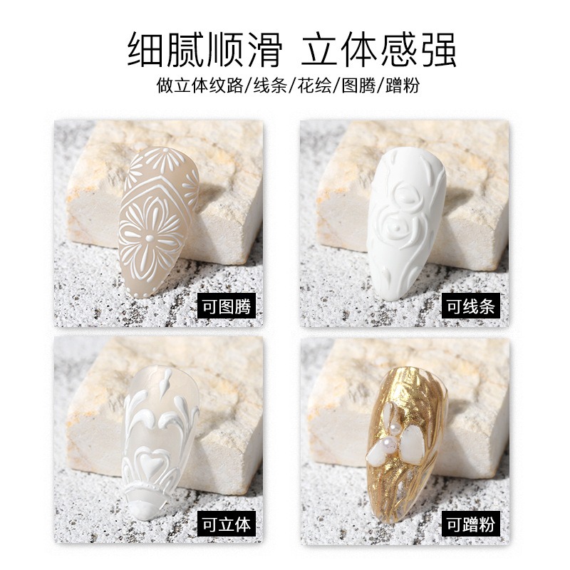 2023 gold silver three-dimensional relief mirror nail gel