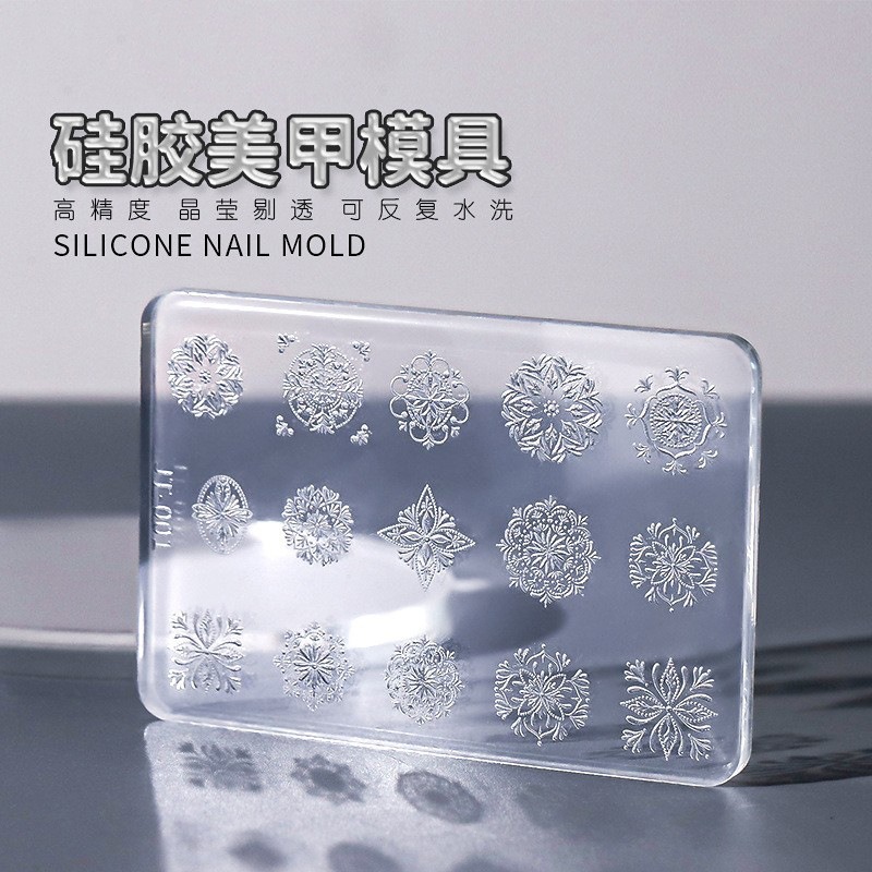 nail 3d relief silicone carving mold snowflake lace butterfly dropping glue mold