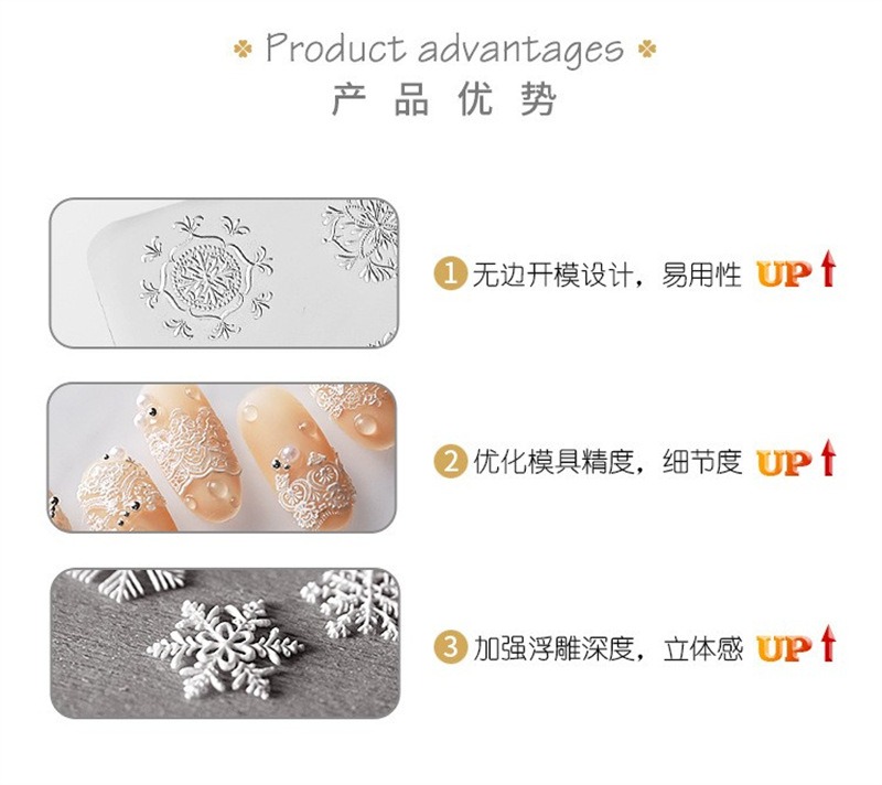 nail 3d relief silicone carving mold snowflake lace butterfly dropping glue mold