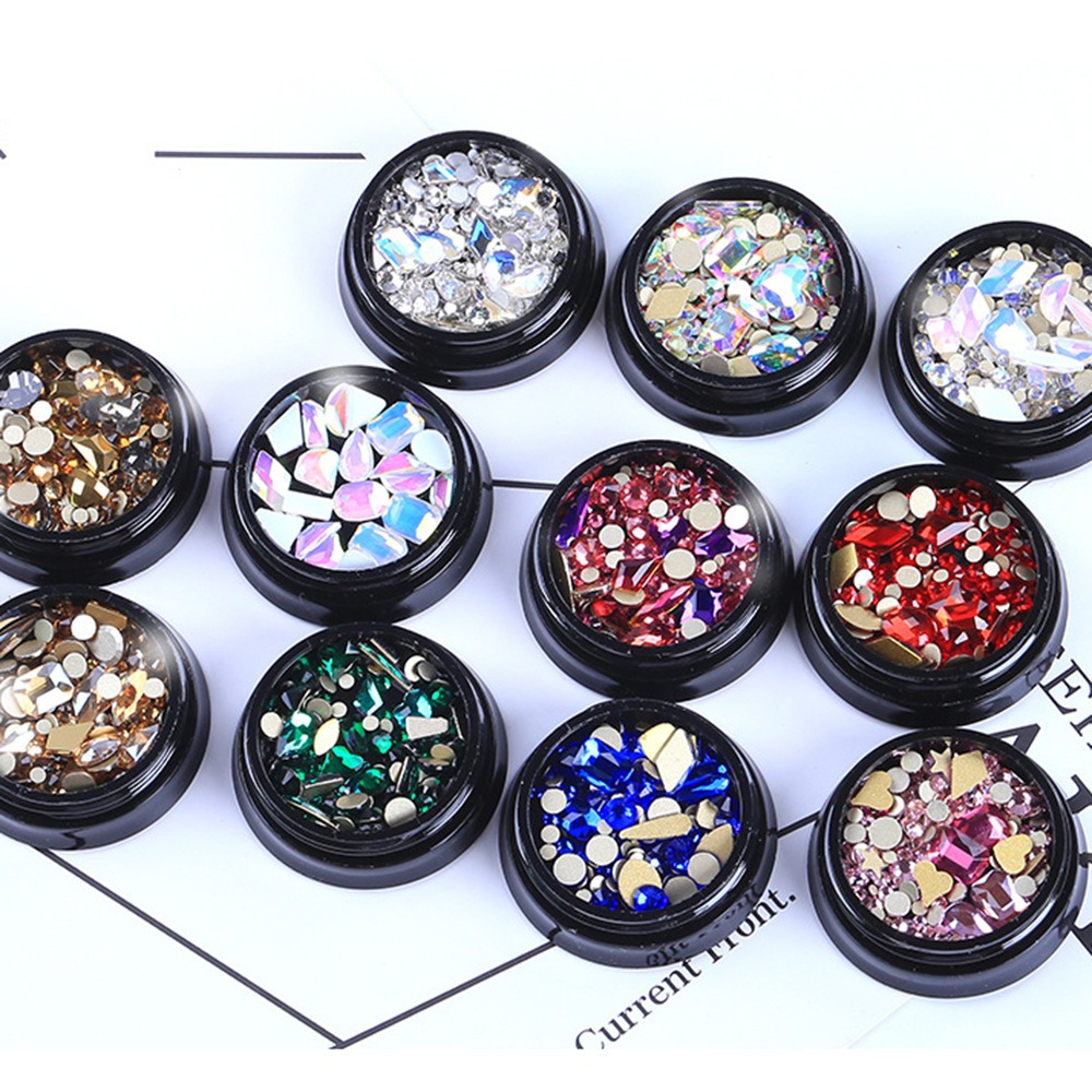 nail rhinestone mixed 6-color pair with tweezers,nail accessories tool set,