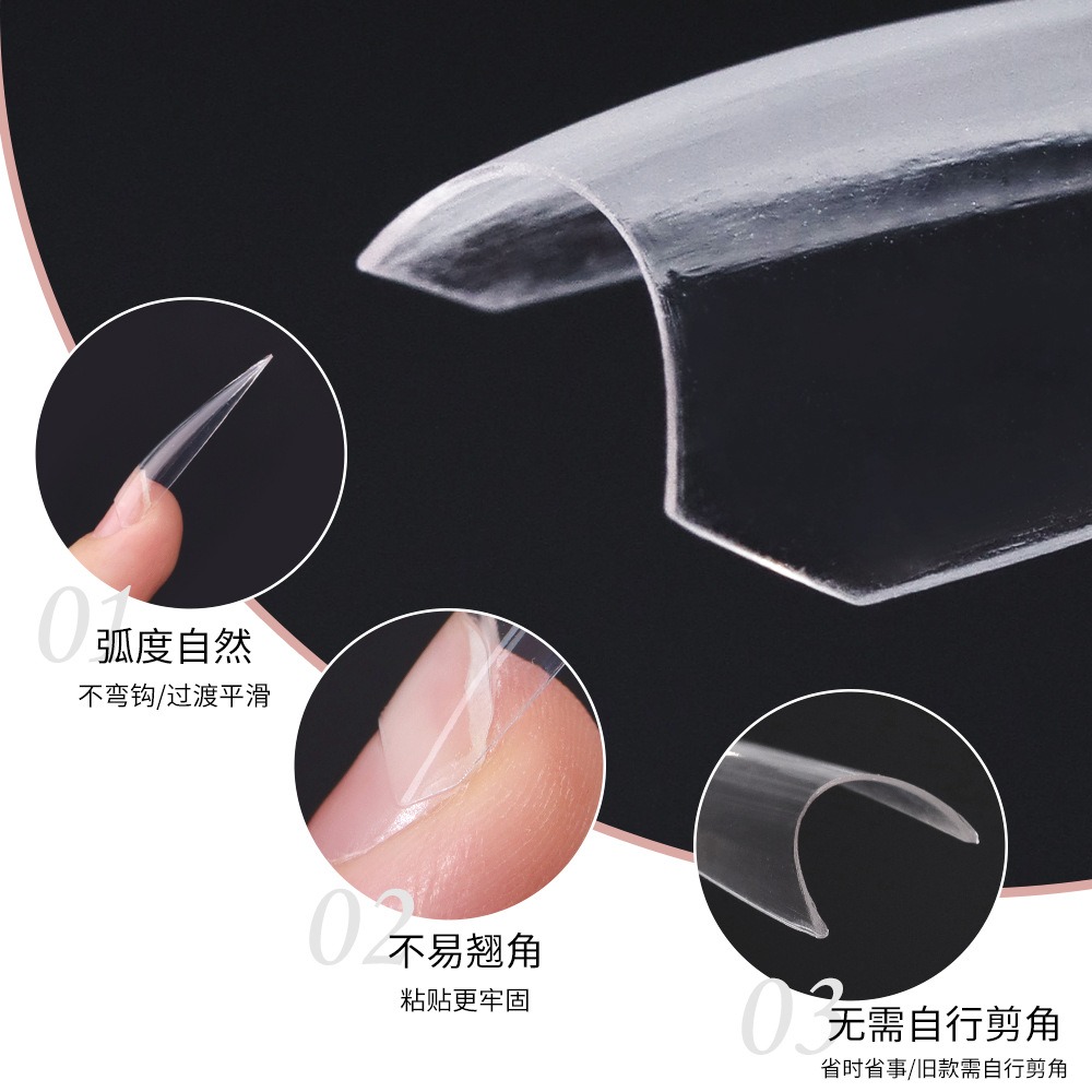 nail clips transparent long pointed nail half stick trimmed false nail fit nail wearing