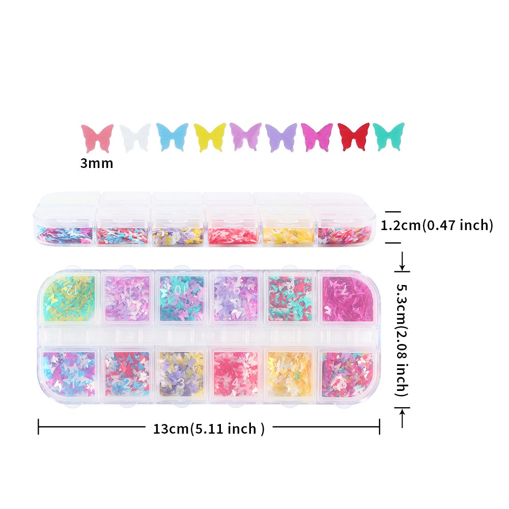 3mm butterfly nail glitter jewelry