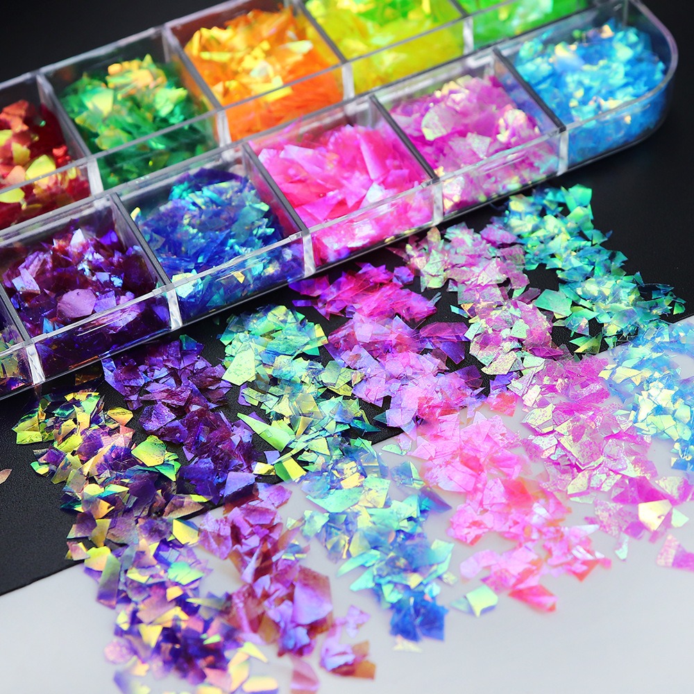 nail art irregular glass paper sequins, high brightness nail candy paper,