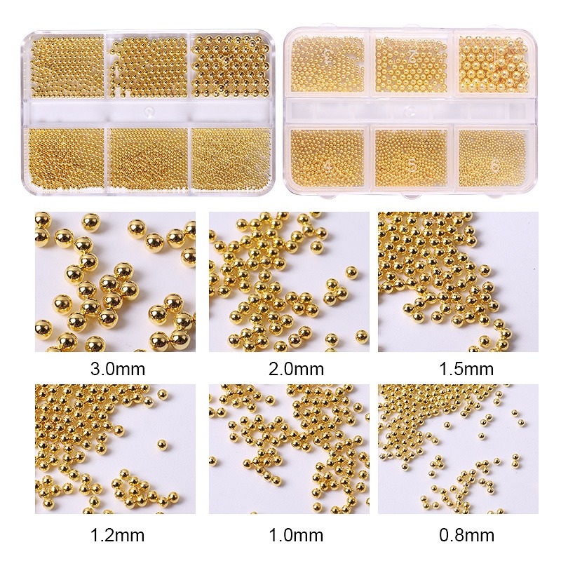 wholesale 6-grid nail accessories alloy steel beads