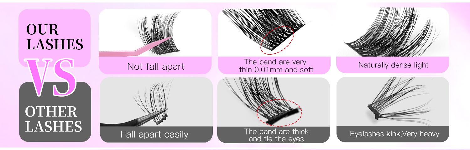 diy segmented false eyelashes with 12 rows of large capacity adhesive tweezers set