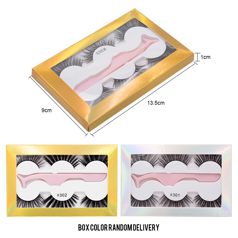 false eyelashes with tweezers 5d multi-layer thick curled and thickened eyelashes