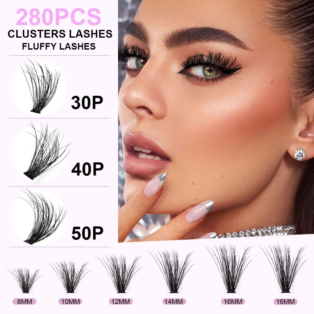 diy segmented exploded hair single cluster 14 rows false eyelash