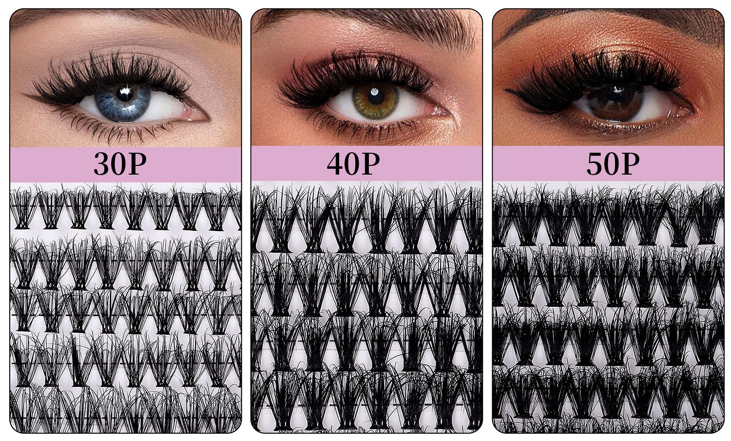 diy segmented exploded hair single cluster 14 rows false eyelash