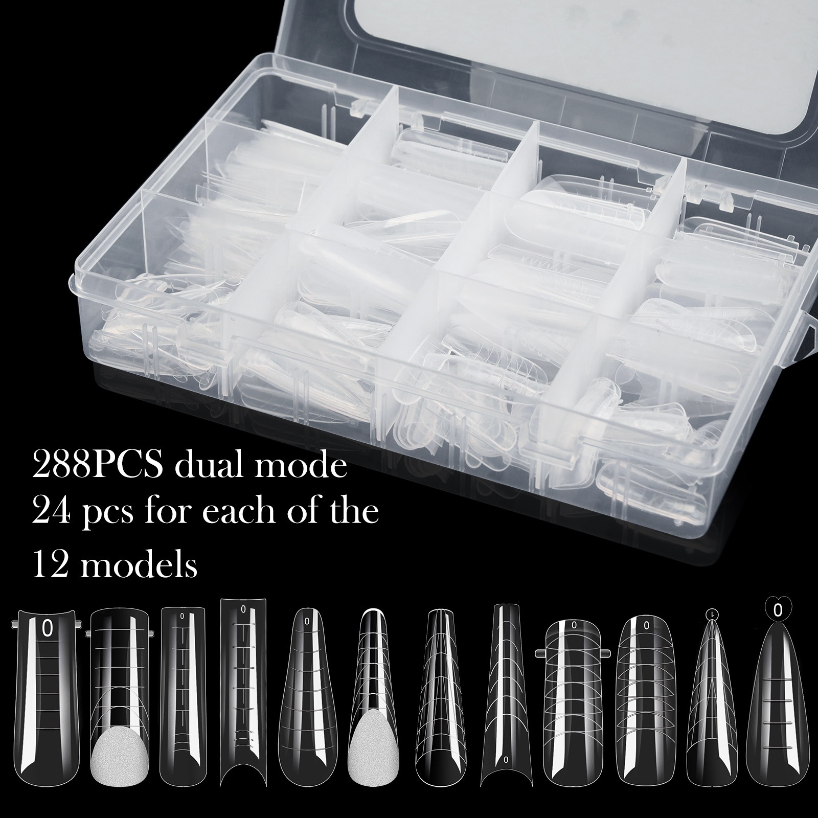 nail crystal nail film paperless holder extension glue nail mold 288 nail mold set