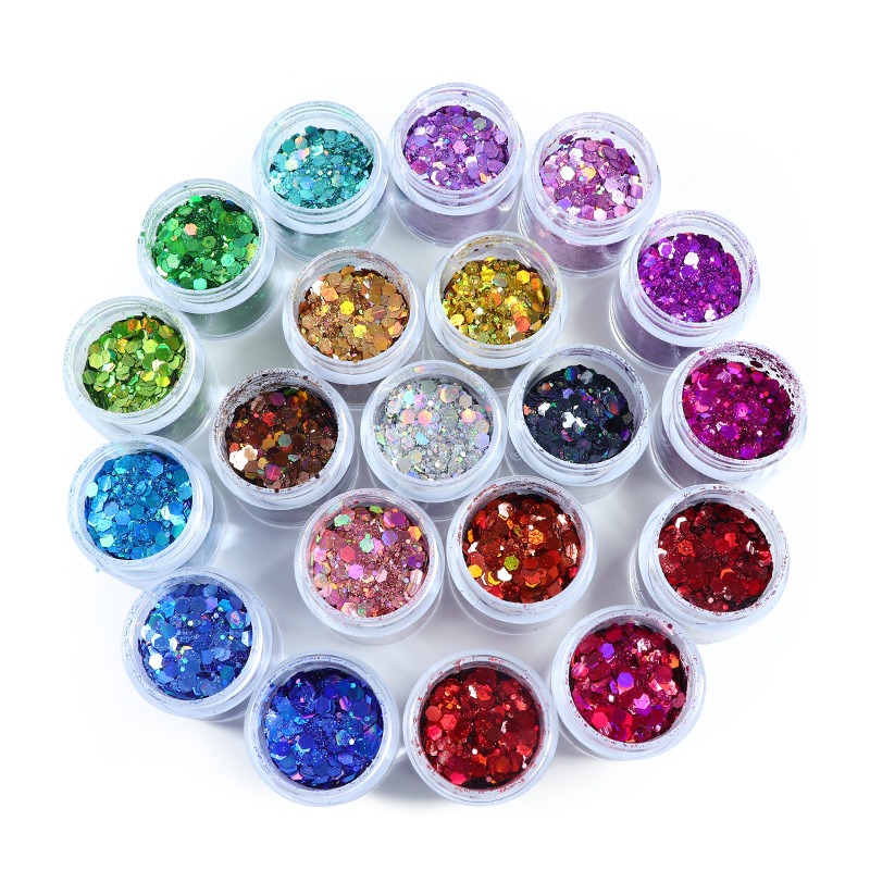 10ml bottled laser silver nail shining decoration wholesale colorful mixed size nail shining powder