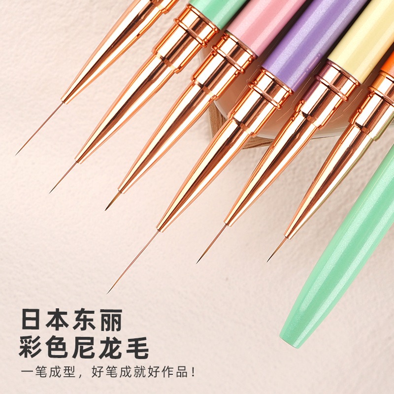 fine nail drawing pen macaron metal rod color painting flower pen painting brush