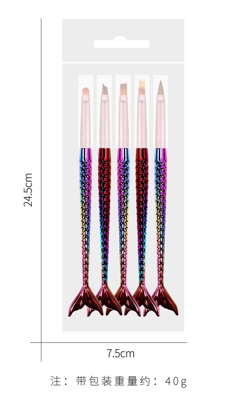 new 5-piece set beauty fish tail gradient bar nail brush