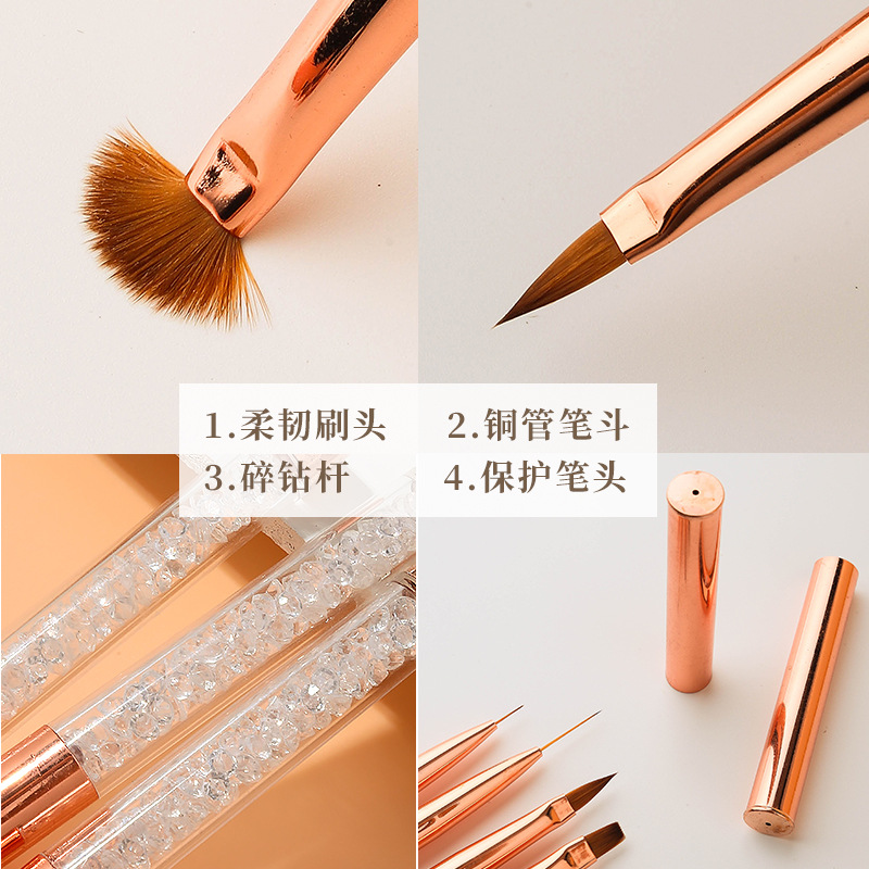 5pcs metal drill pipe nail  brush pen set, 5-piece set