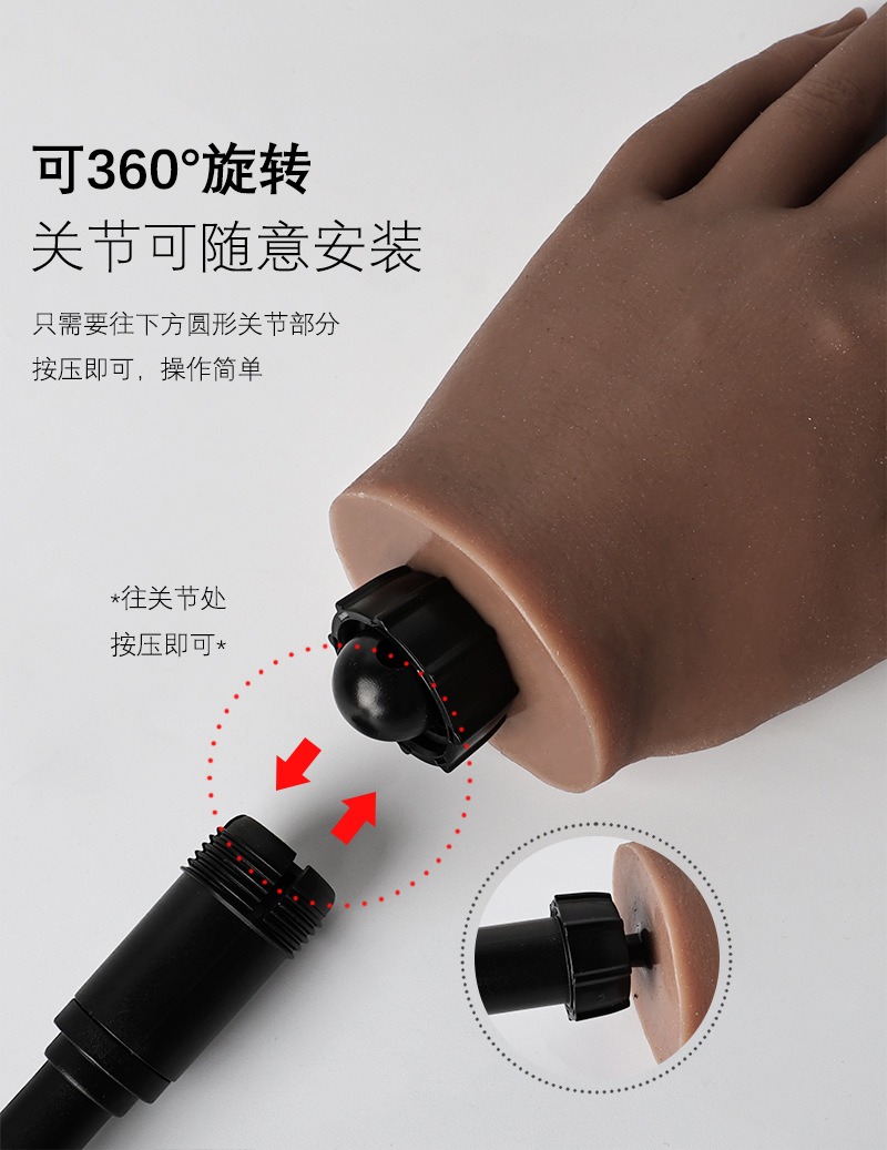 silicone manicure practice hand model with joint bendable matching nail practice prosthetic hand