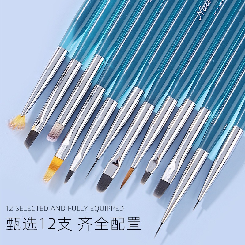 nail art transparent ocean blue rod pull pen crystal brush