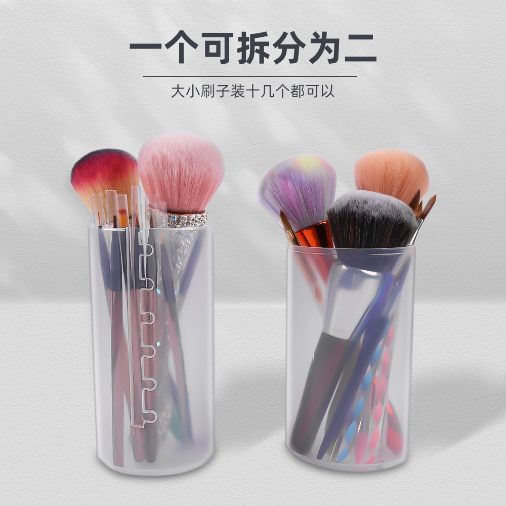 transparent adjustable storage bucket makeup brush pen holder