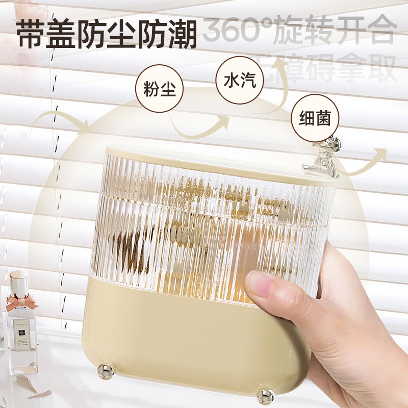 cosmetic storage box desktop dustproof transparent plastic divided rotating jewelry makeup box