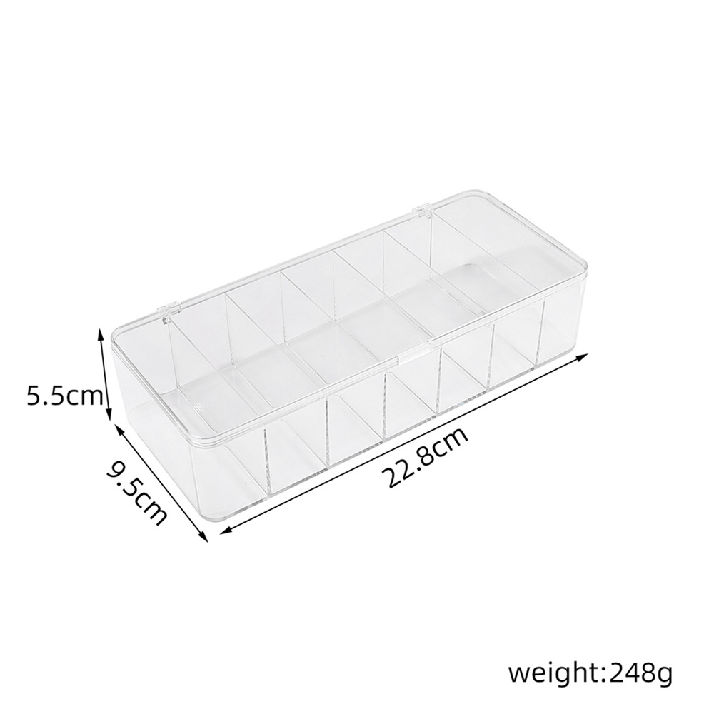 7 grid meitong storage box with lid, transparent storage meitong store, transparent portable box