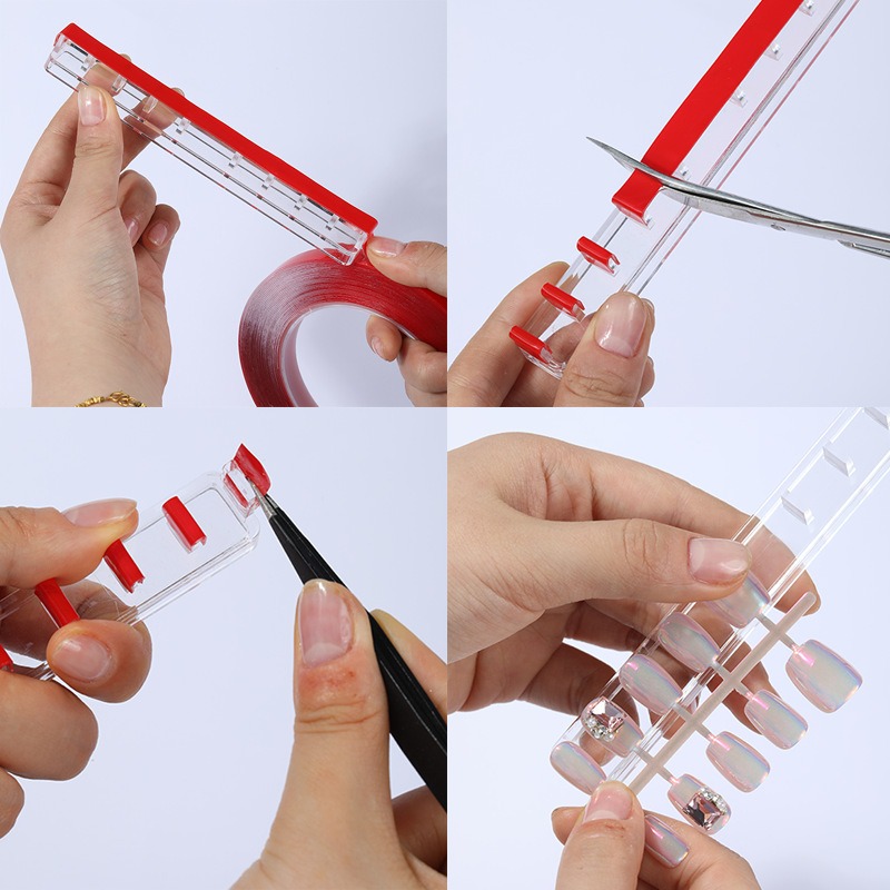 hand wearing nail base ps transparent nail practice base nail plate base