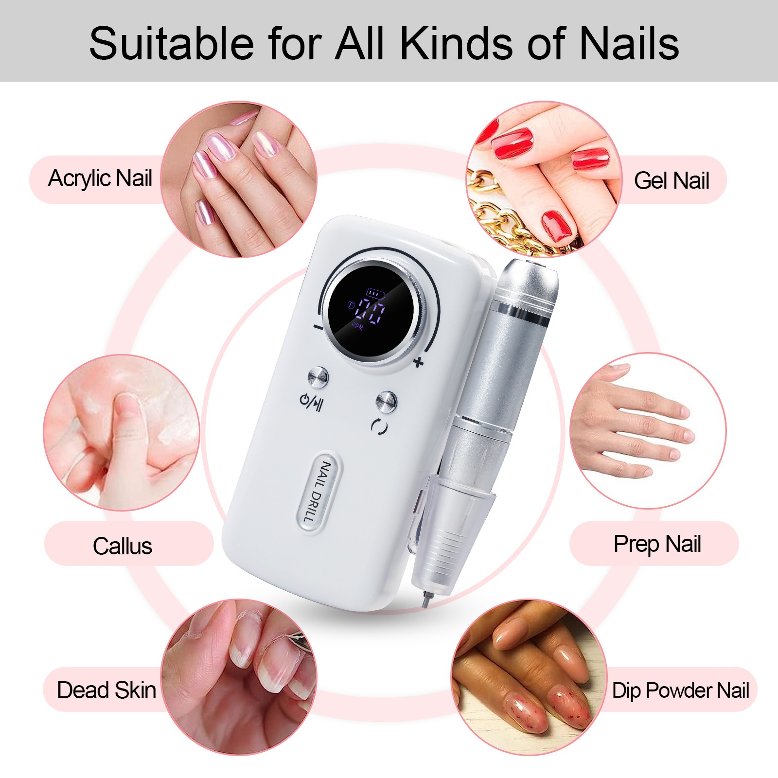 nail removal v1 polishing machine 45000 rpm power storage portable electric nail polisher