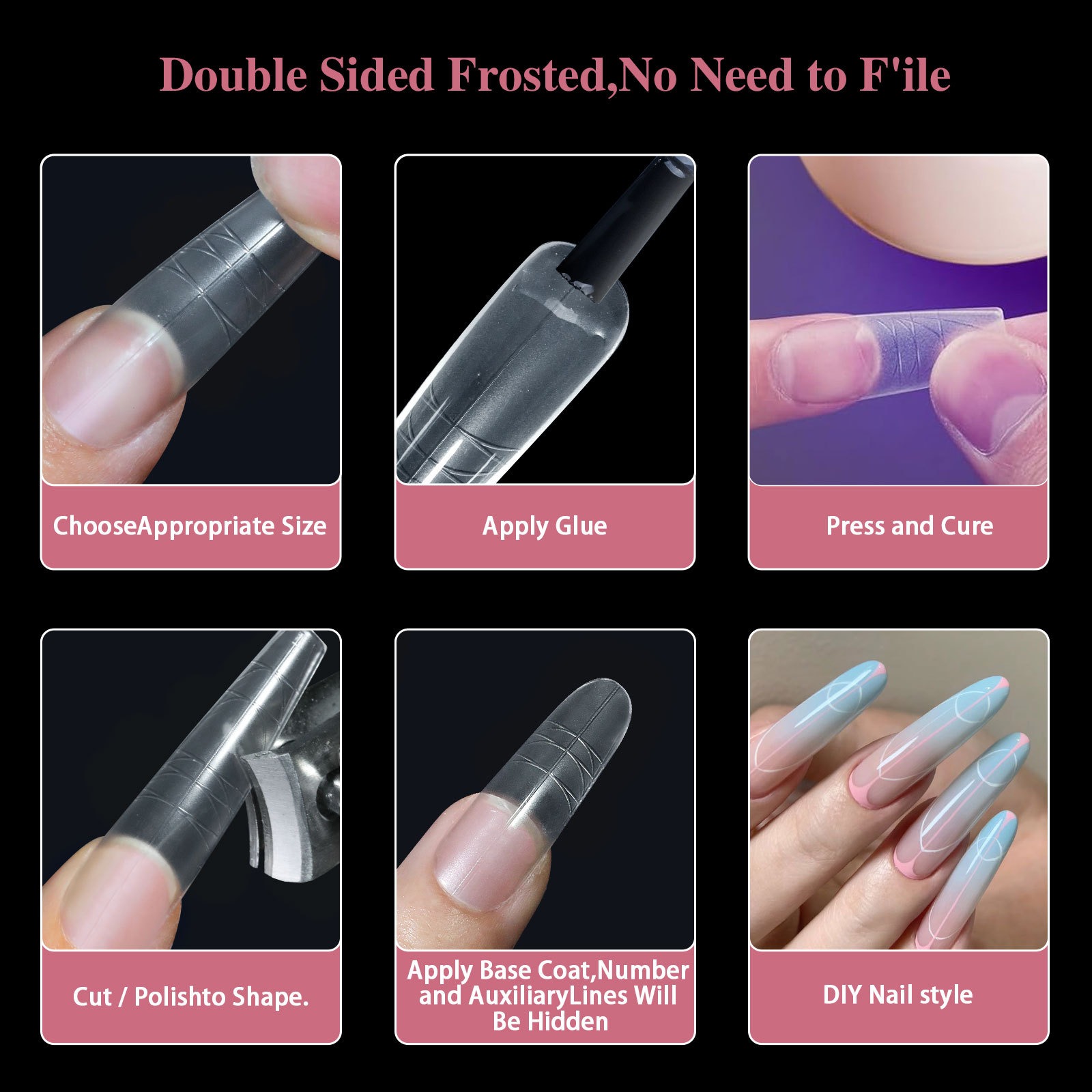 new graduated auxiliary line ultra thin, traceless, non engraving, nail extension tips