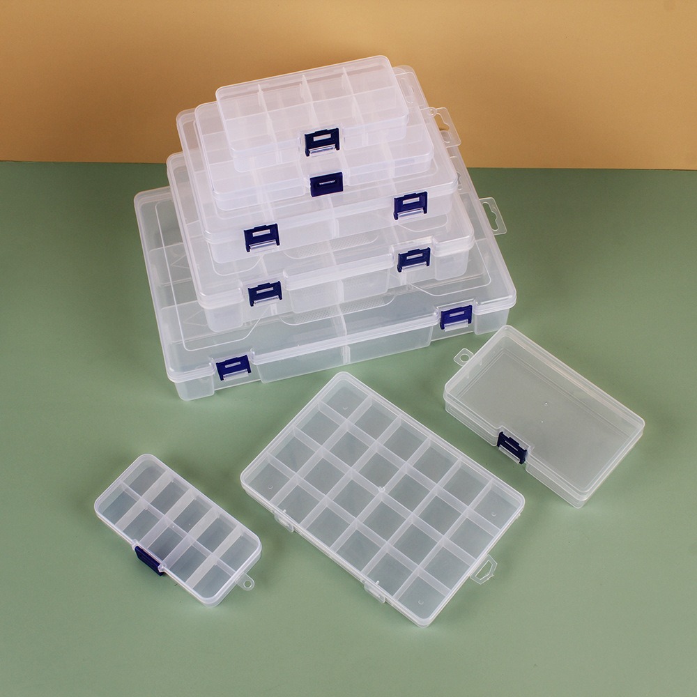 transparent plastic jewelry storage box electronic component accessories box classification grid