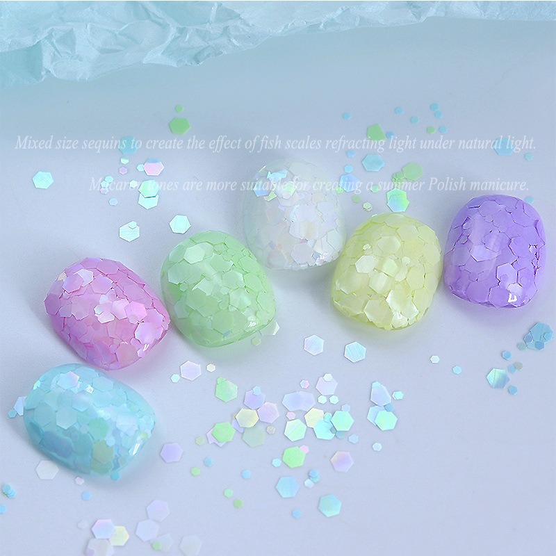 2024 nail sequins summer macaron aurora nail flash decoration