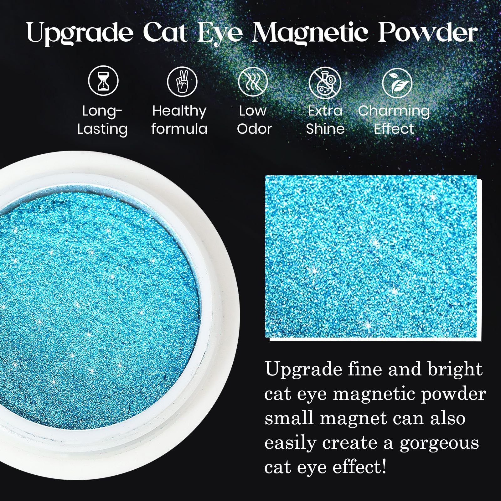 high quality 9d strong magnetic cat eye magnetic powder mirror magnetic powder