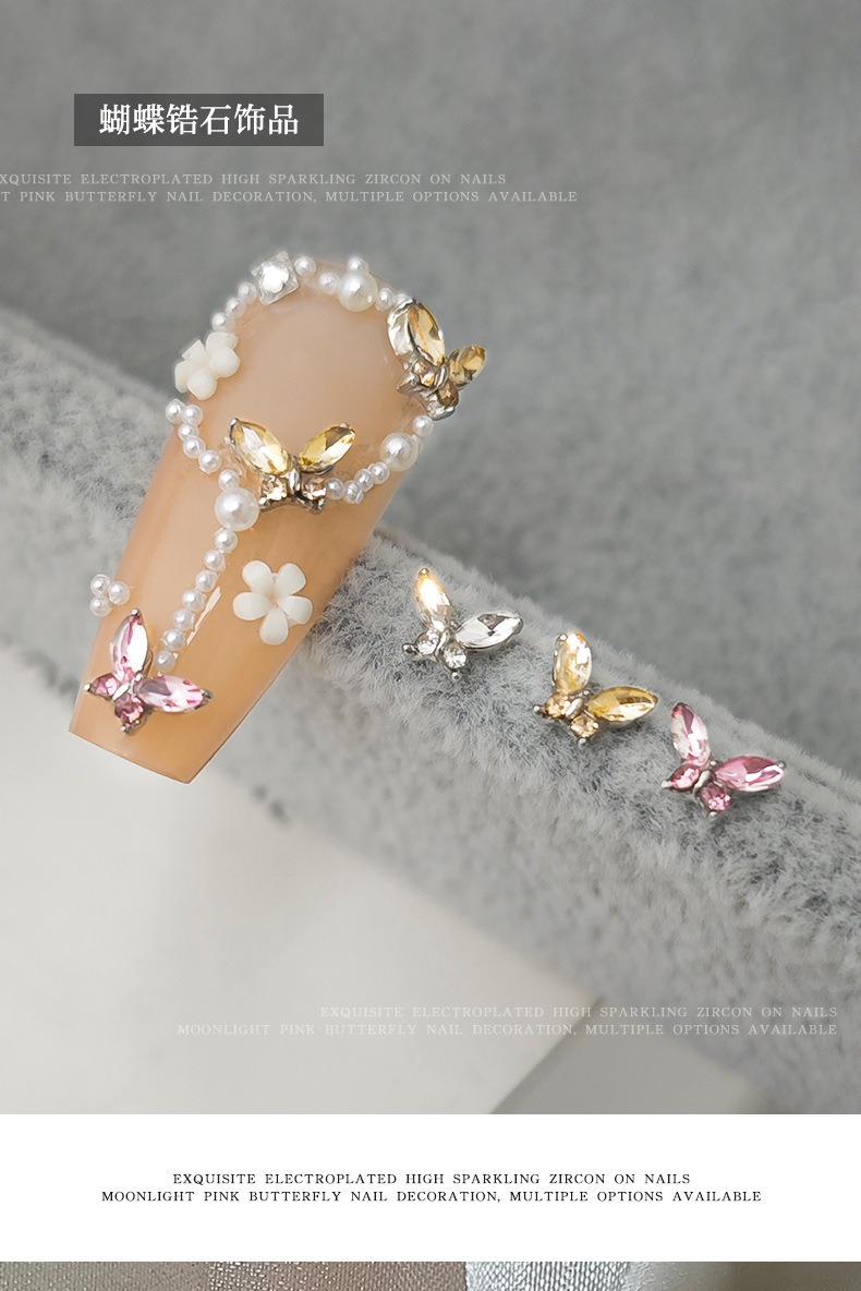 sparkling mini butterfly jewelry alloy crystal zircon super sparkling horse eye stereoscopic nail di