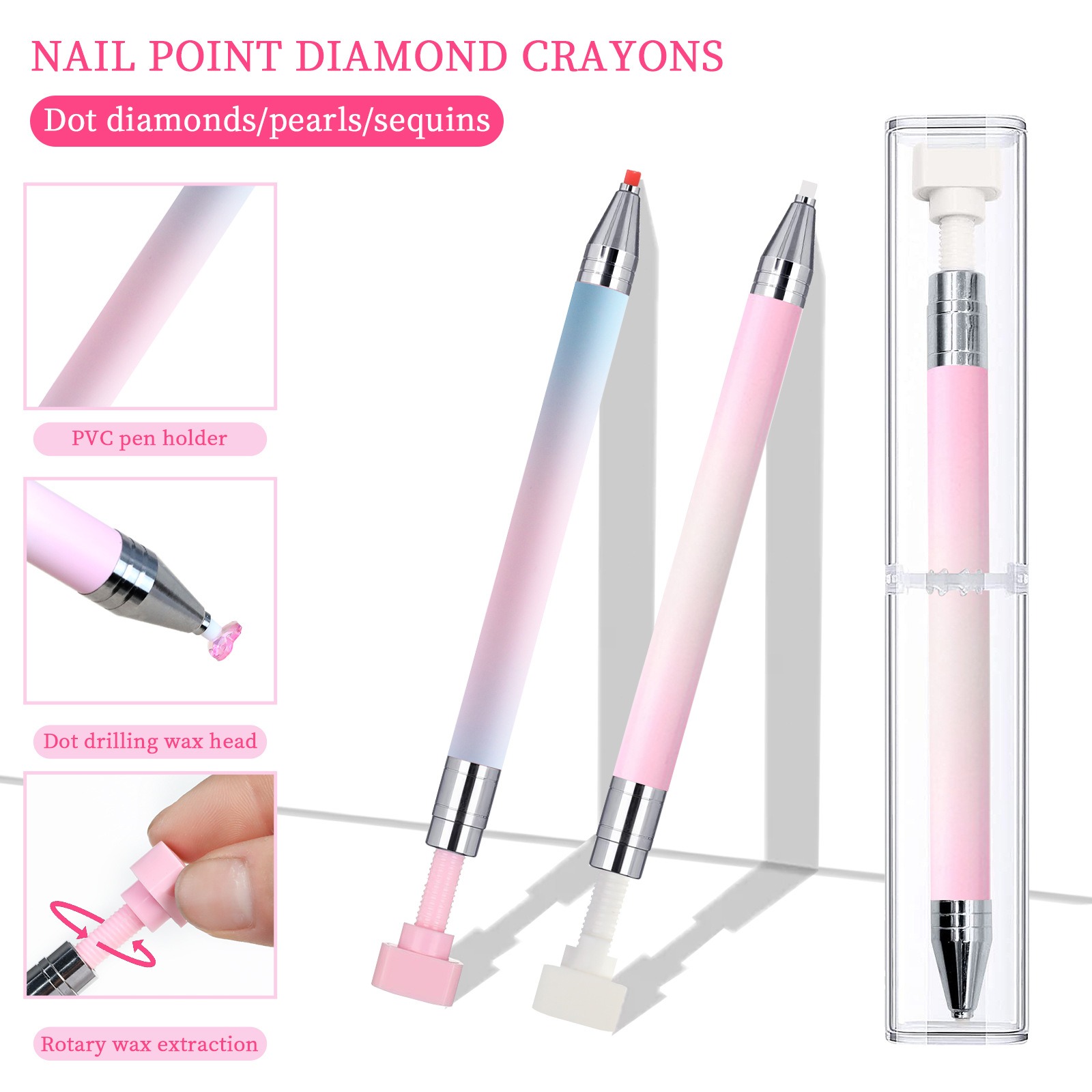 new nail art point drill crayon tool suction drill rotary type crayon stick drill pen