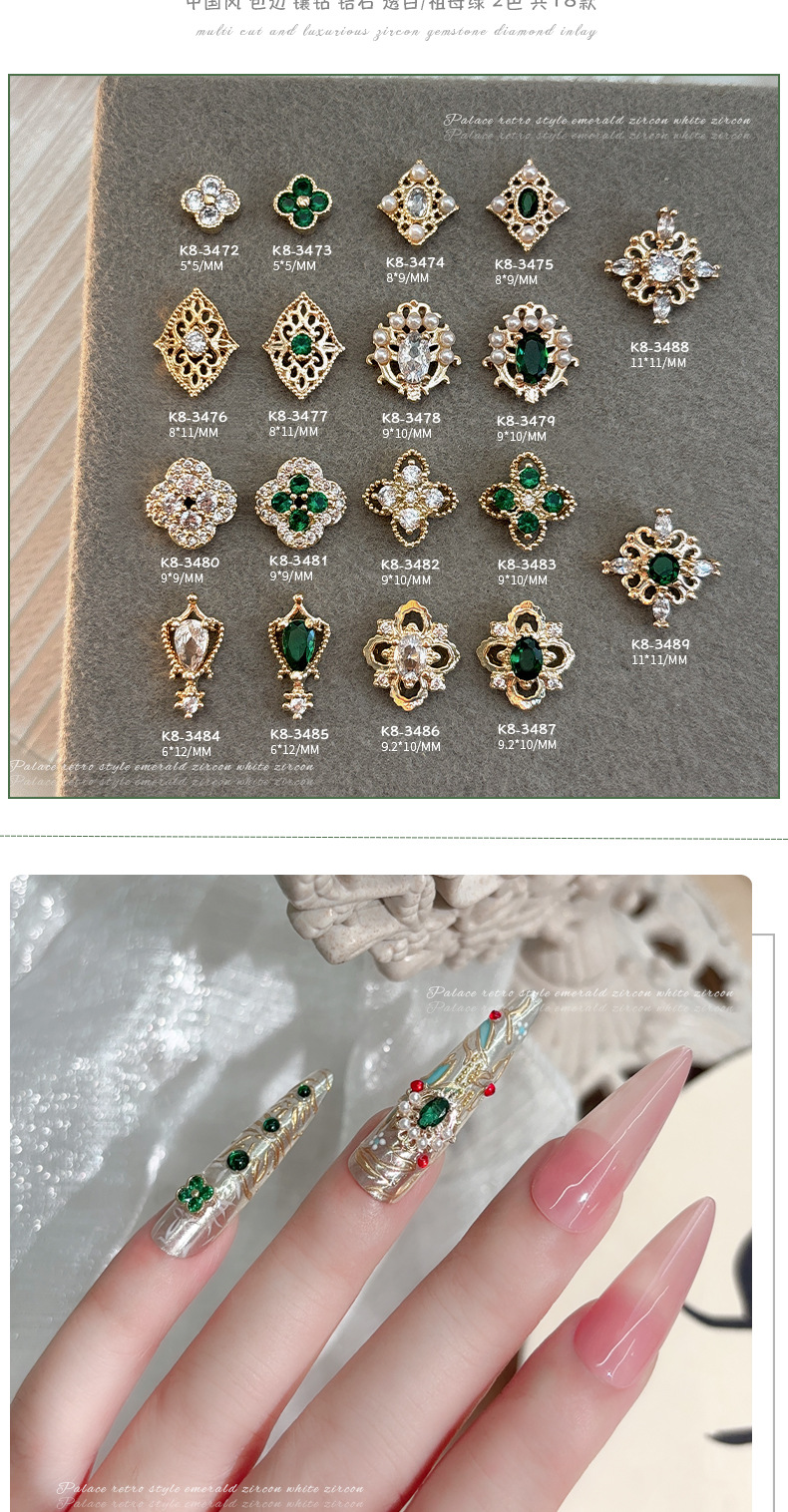 nail zircon jewelry buchirati four leaf alloy hollow diamond nail accessories