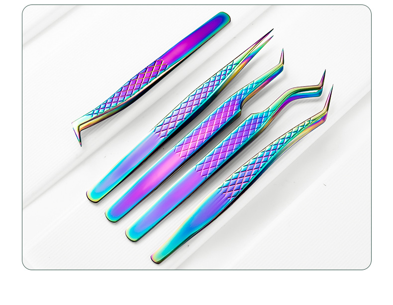 grafted eyelash tweezers made of stainless steel, specifically designed for eyelash technicians