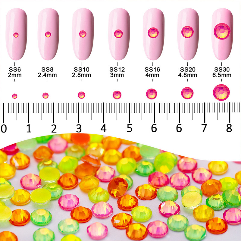 fluorescent protein rhinestone nail flat bottom diamond nail decoration diamond glass rhinestone