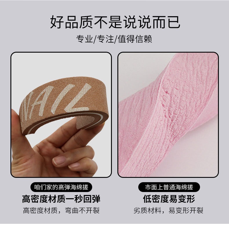 russian style high-quality professional double-sided nail file sponge rubbing  repeated washing