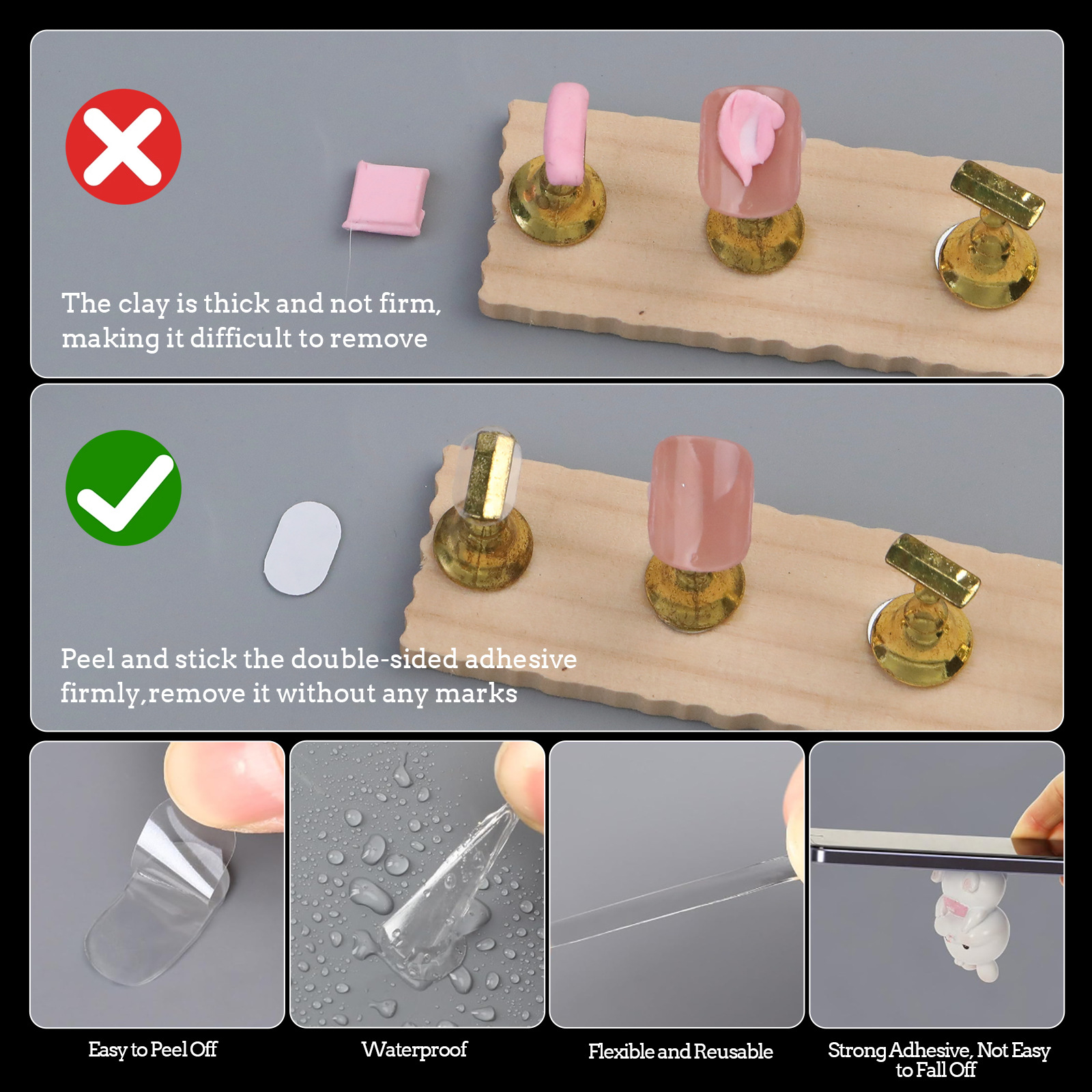 nail nail holder double-sided adhesive, transparent crystal adhesive, nail wearing tool material,