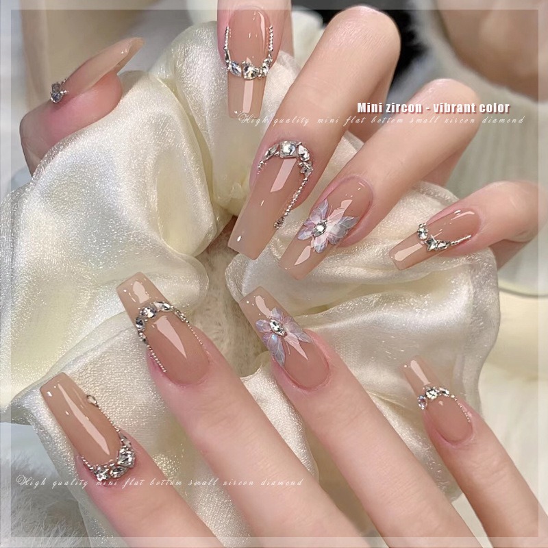 mini flat bottom zircon nail accessories with sparkling and transparent white irregular diamonds