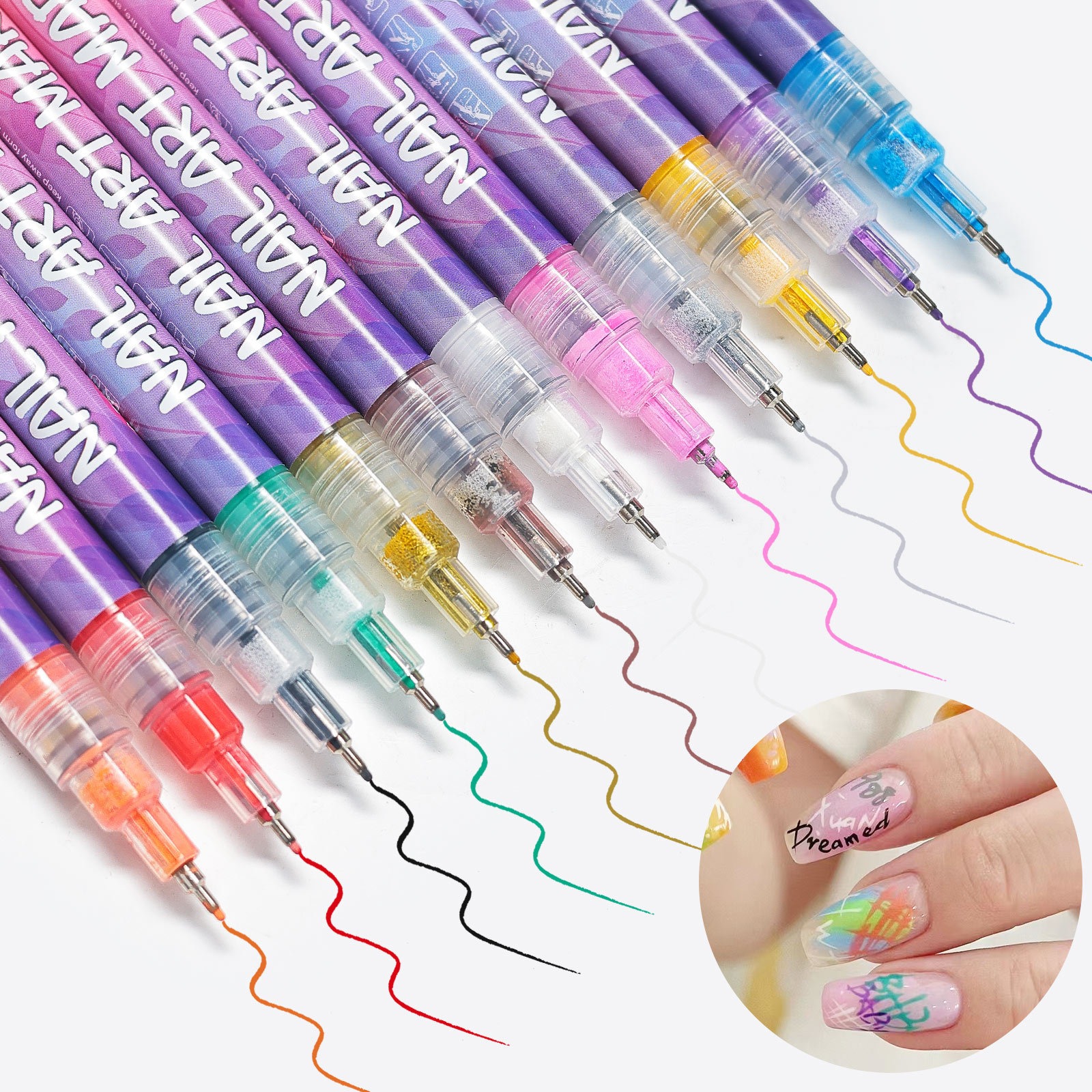 2024 nail art graffiti pen acrylic marking pen 0.5mm fine needle tube quick drying pen