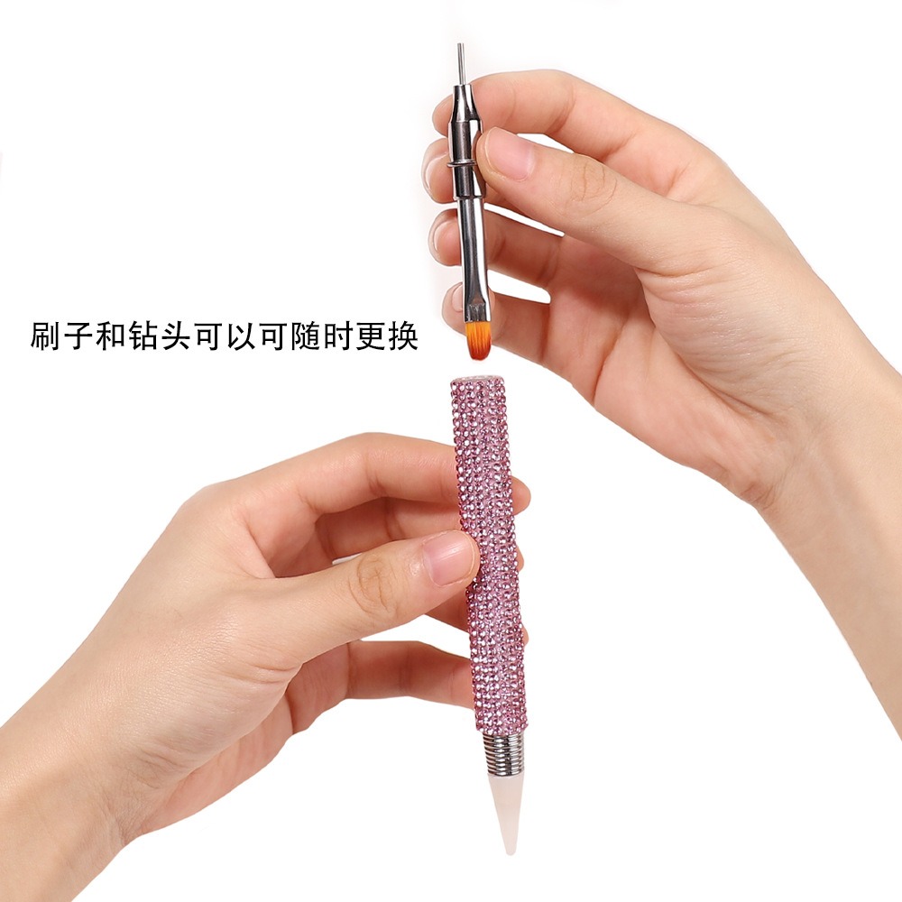 3 in 1 nail art full diamond drill pen, dot drill pen, gel pen, pull line dual pen