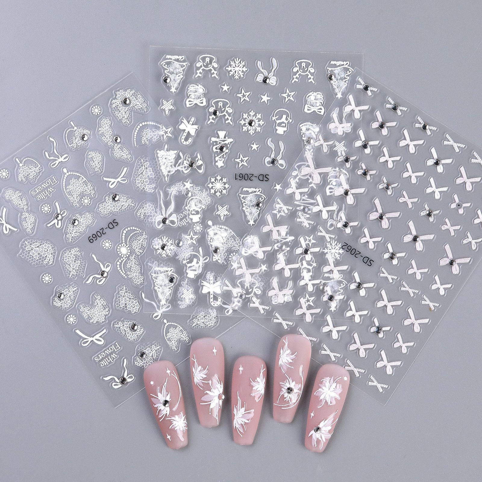 5d embossed ins style nail stickers, high-end light luxury with diamond style hot stamping nail stic