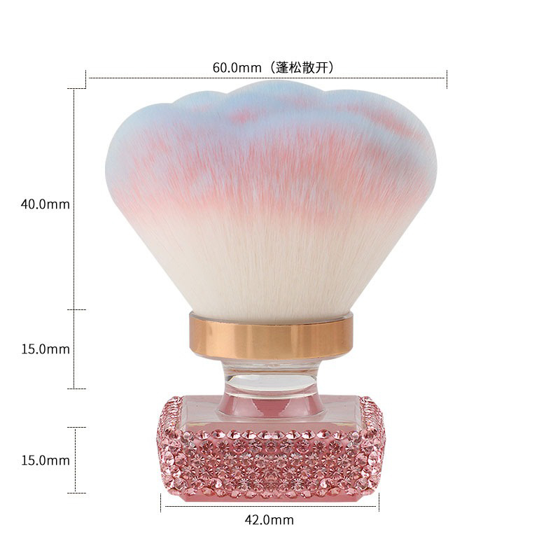 nail dust brush with diamond inlaid multi color powder brush flower pattern soft hair makeup tool