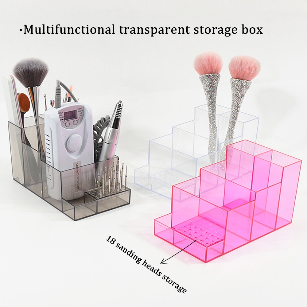 multi functional nail tool desktop large capacity divided plastic polishing head storage rack