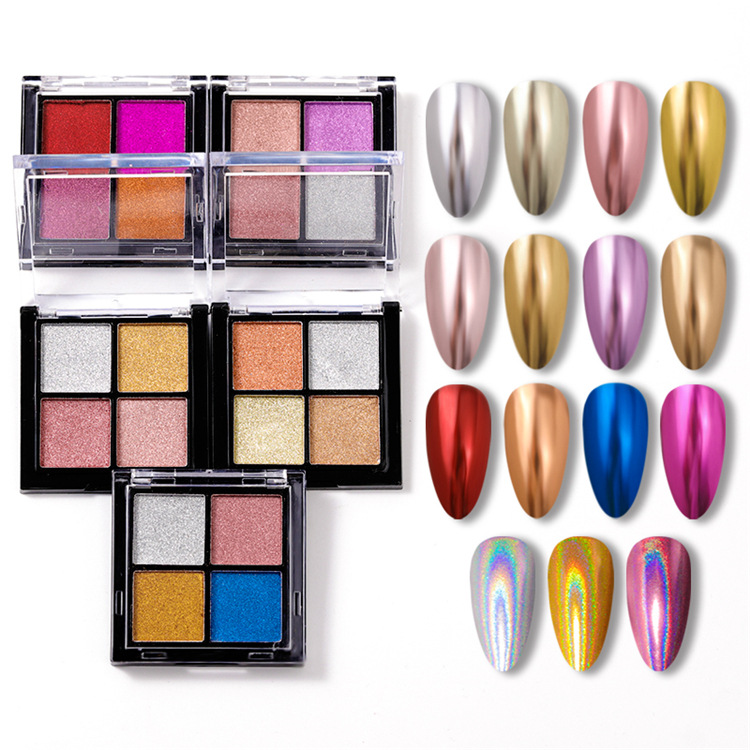 4-color nail art solid magic mirror powder, laser powder, titanium powder