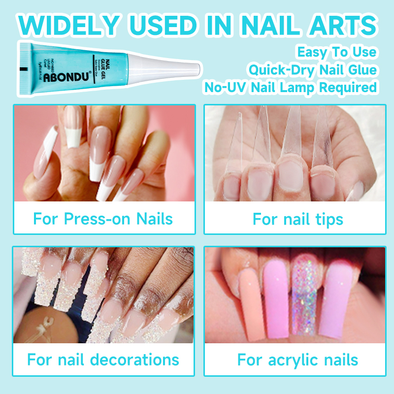 quick drying solid nail glue with remover set for press on nails tips no need for uv lamp