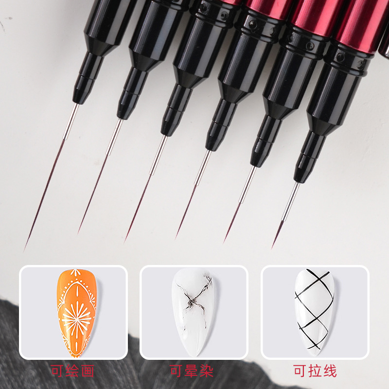 nail art pulling pen metal rod method construction color painting pulling wire hook brush