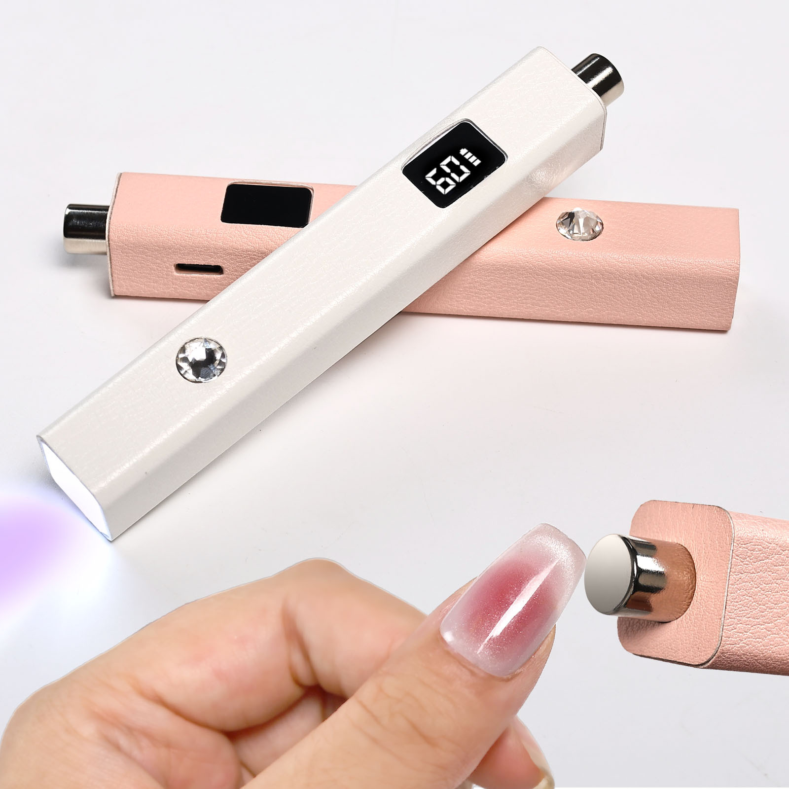 leather magnetic nail light, cat eye 2 in 1  nail plate baking light