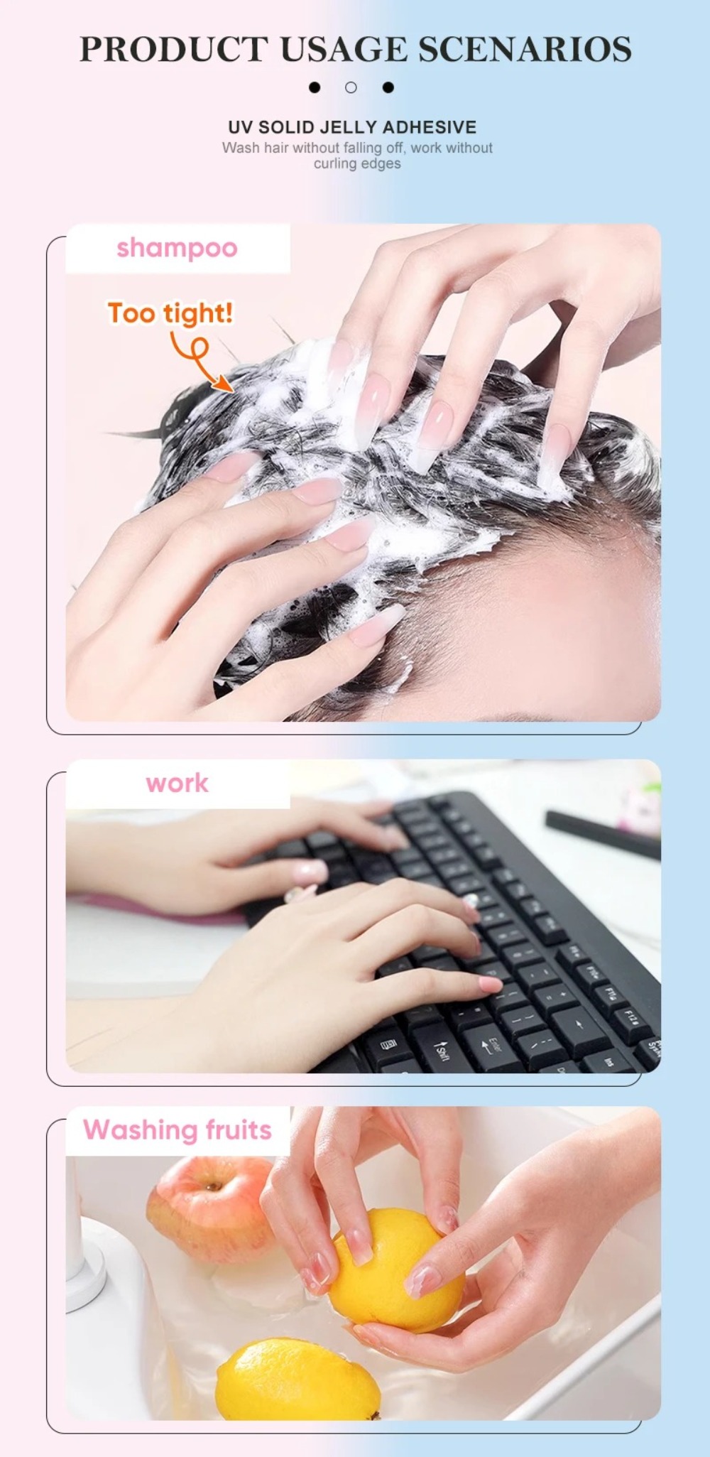 24tips new upgrade stickness solid state uv press on nail jelly glue